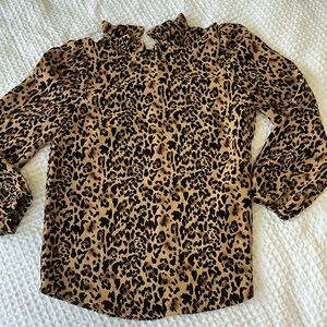 J. Crew high ruffle neck top